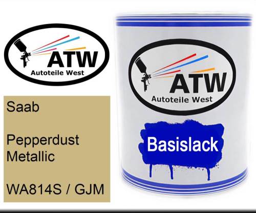 Saab, Pepperdust Metallic, WA814S / GJM: 1L Lackdose, von ATW Autoteile West.